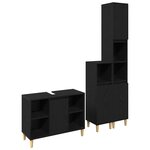 vidaXL Ensemble de mobilier de salle de bain avec stockage 3 Pièces Noir