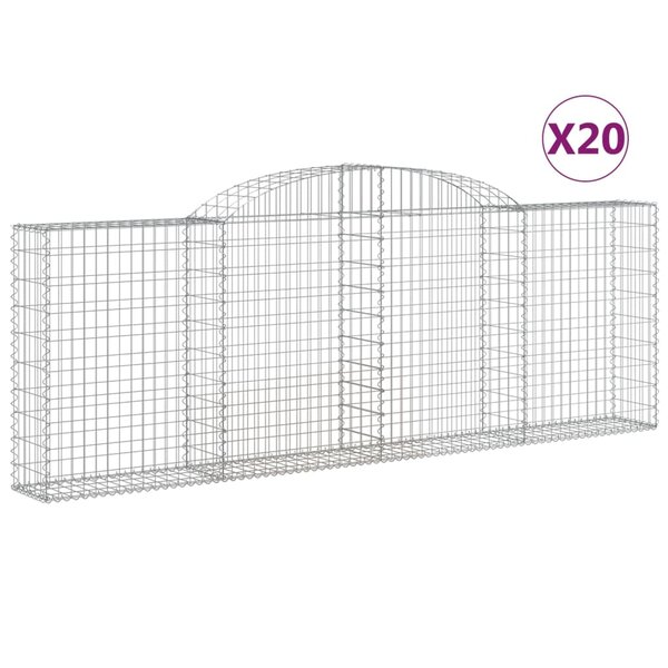 vidaXL Paniers à gabions arqués 20 Pièces 300x30x100/120 cm fer galvanisé