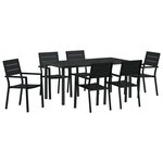 vidaXL Ensemble de salle à manger pour jardin 7 Pièces Noir