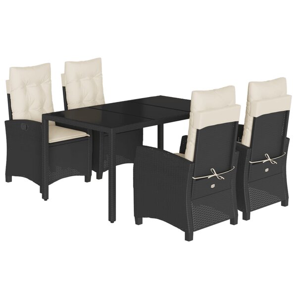 vidaXL Ensemble à manger de jardin coussins 5Pièces Noir Résine tressée