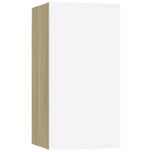 vidaXL Meuble TV Blanc et chêne sonoma 30 5x30x60 cm Bois d’ingénierie