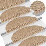 vidaXL Tapis d'escalier autocollants 15 Pièces 65x21x4 cm Sable