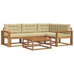 vidaXL Ensemble de canapés d'extérieur 5 Pièces Naturel et Beige
