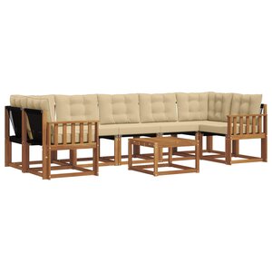 vidaXL Ensemble de canapés d'extérieur 8 pc Naturel et Beige