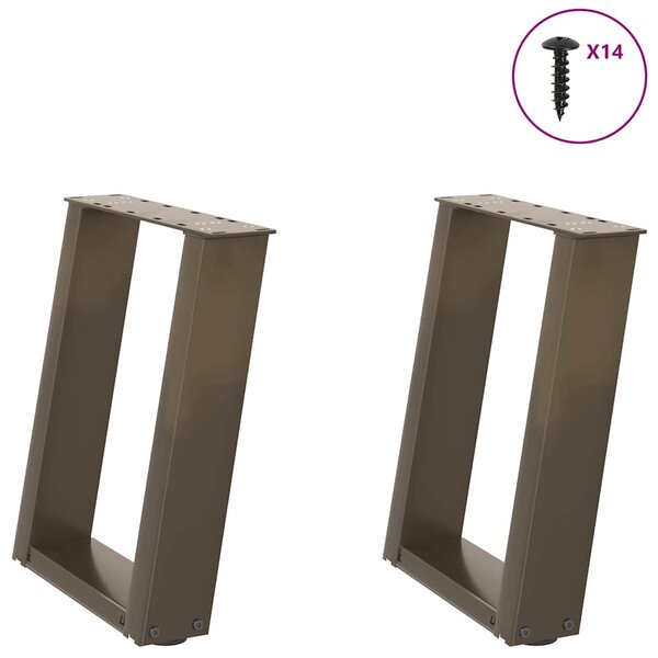 vidaXL Pieds de table basse en U 2 pièces Acier naturel 38 x (42-43) cm Acier