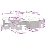 vidaXL Ensemble de canapé de jardin avec coussin 12 Pièces Noir