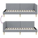 vidaXL Cadre de lit d'angle avec tête de lit Gris clair 90 cm x 190 cm