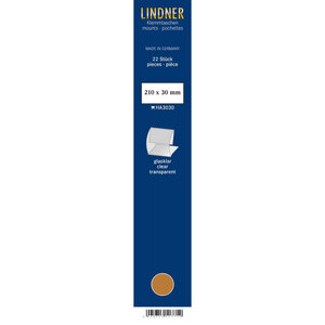 Bandes Klemmfix double soudure 210 x 30 mm pour timbres-poste. Fond - Transparent