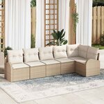 vidaXL Ensemble de canapé de jardin 6 Pièces Beige Poly rotin