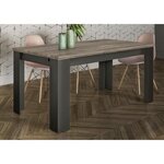 DESSY Table a manger extensible de 6 a 10 personnes style contemporain gris mat et décor bois - L 160 - 239 x l 90 cm