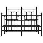 vidaXL Cadre de lit métal avec tête de lit/pied de lit noir 135x190 cm