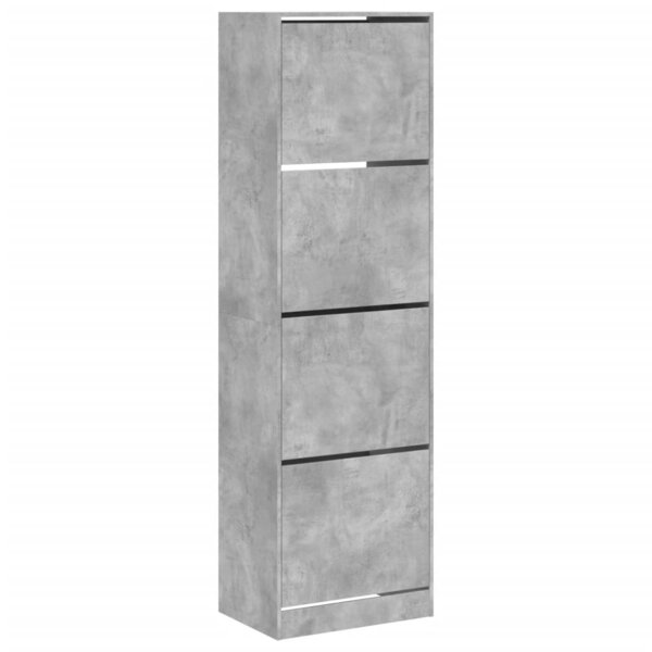 vidaXL Armoire à chaussures 4 tiroirs rabattables gris 60x42x204 cm