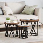 Tables d'appoint vidaXL 3 Pièces Chêne fumé en bois reconstitué