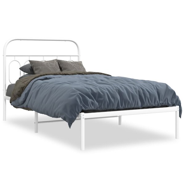 vidaXL Cadre de lit métal sans matelas et tête de lit blanc 107x203 cm