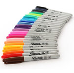 SHARPIE 24 Marqueurs permanents  pointe ogive fine 0.9mm  Colour Burst & assortiment original  sous blister