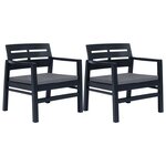vidaXL Salon de jardin 3 Pièces Plastique Anthracite