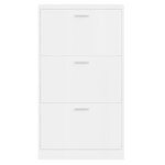 vidaXL Armoire à chaussure Blanc brillant 59x17x108 cm Bois ingénierie