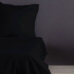 Parure de lit - housse de couette 220 x 240 + 2 taies d'oreiller 60 x 60 - Satiné coton - Noir