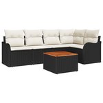 vidaXL Ensemble de Canapés de Jardin 6 Pièces Noir  blanc Moyen