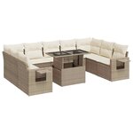 vidaXL Salon de jardin avec coussins 10 Pièces beige résine tressée