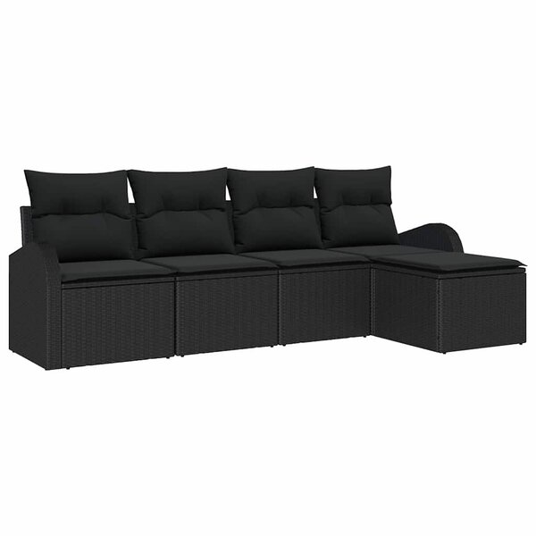 vidaXL Ensemble de Canapés avec coussin 5 Pièces Noir polyrotin
