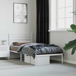 vidaXL Cadre de lit métal sans matelas avec tête de lit blanc 80x200cm