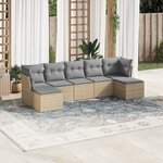vidaXL Salon de jardin avec coussins 7 Pièces gris clair résine tressée