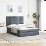 vidaXL Cadre de lit ottoman avec matelas gris foncé 140x190 cm velours