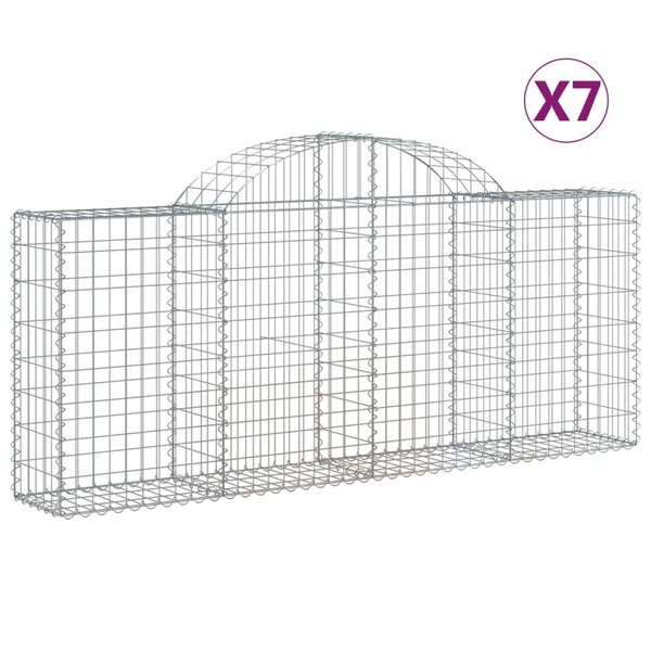 vidaXL Paniers à gabions arqués 7 Pièces 200x30x80/100 cm Fer galvanisé