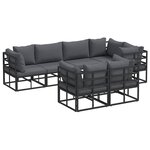 vidaXL Ensemble de canapé de jardin 7 Pièces Noir 283 x 143 x 71 cm