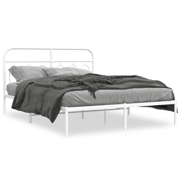 vidaXL Cadre de lit métal sans matelas et tête de lit blanc 140x190 cm
