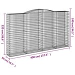 vidaXL Paniers à gabions arqués 9 Pièces 400x50x220/240 cm Fer galvanisé