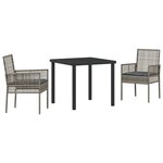 vidaXL Ensemble de salle à manger pour jardin 3 Pièces Gris Poly rotin
