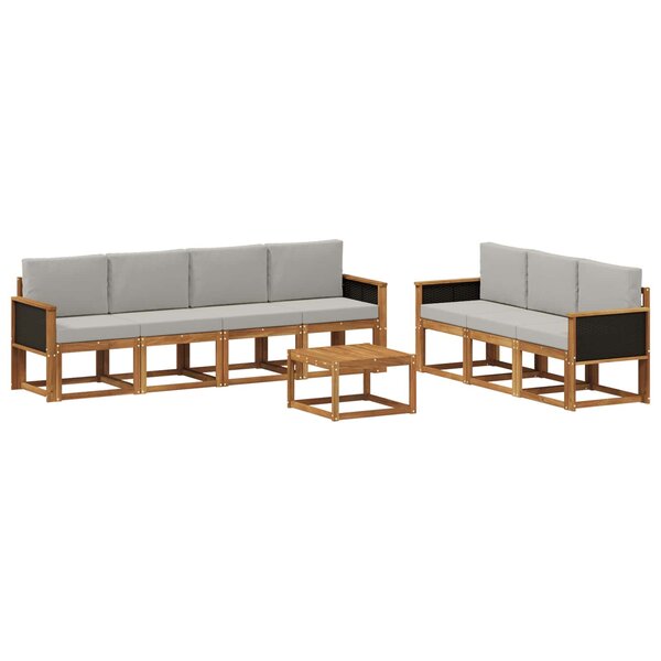 vidaXL Ensemble de canapés d'extérieur 7 Pièces Naturel et gris clair