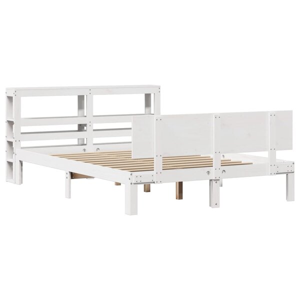 vidaXL Cadre de lit avec tête de lit blanc 150x200 cm bois pin massif