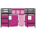 vidaXL Lit mezzanine enfants et rideaux rose 90x200cm bois pin massif