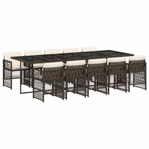 vidaXL Ensemble à manger de jardin et coussins 11 Pièces marron rotin
