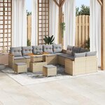 vidaXL Ensemble de canapé de jardin 13 Pièces Beige Poly rotin