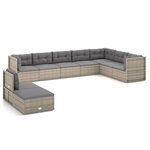 vidaXL Salon de jardin 9 Pièces avec coussins Gris Résine tressée