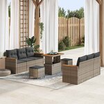 vidaXL Ensemble de canapé de jardin avec coussin 9 Pièces Gris Poly rotin