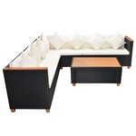 vidaXL Salon de jardin 5 Pièces avec coussins résine tressée noir