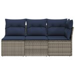 vidaXL Canapé de jardin avec coussins 3 places gris résine tressée