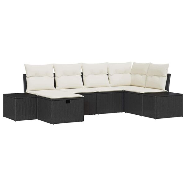 vidaXL Ensemble de canapé de jardin 6 Pièces Noir 55 x 62 x 69 cm