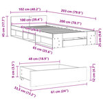 vidaXL Cadre de lit avec tiroir sans matelas gris béton 100x200 cm