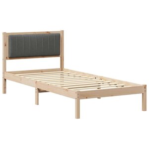 vidaXL Cadre de lit avec tête de lit rembourrée Gris foncé 90 x 190 cm