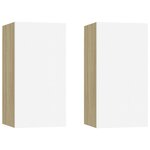 vidaXL Meubles TV 2 Pièces Blanc et chêne sonoma Bois d’ingénierie