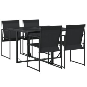vidaXL Ensemble à manger de jardin 5 Pièces noir textilène