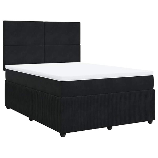 vidaXL Sommier à lattes de lit et matelas Noir 160x200 cm Velours