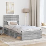 vidaXL Cadre de lit Gris Sonoma 100 x 200 cm Pin massif