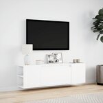 vidaXL Meuble TV mural avec lumières LED blanc 135x31x39 5 cm